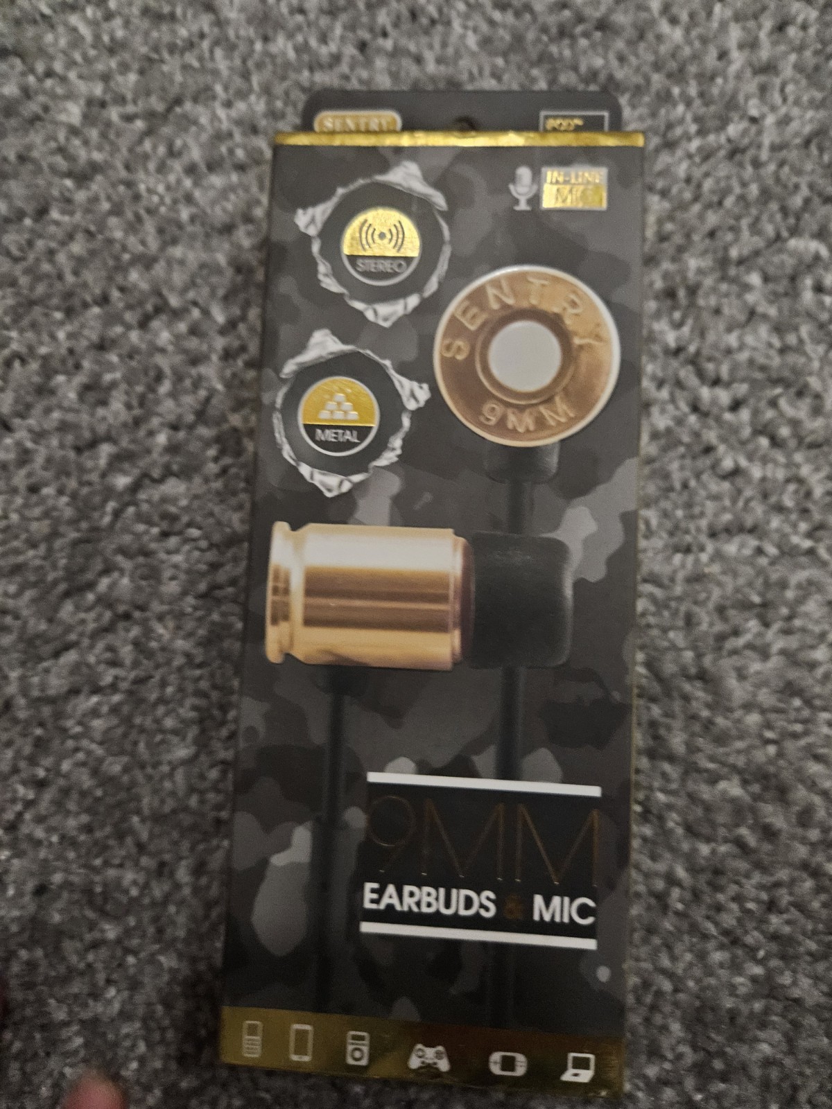 Sentry Bullets 9mm Earbuds in Gold Sentry HG9MM