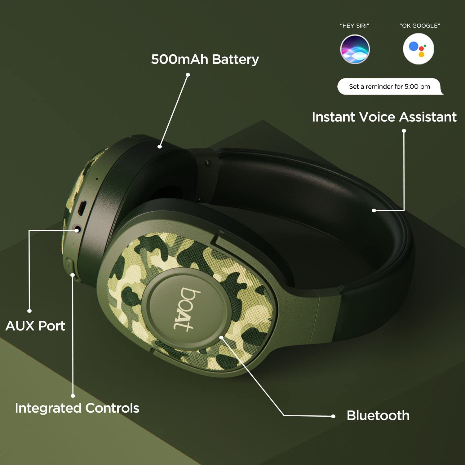 boAt Rockerz 550 Over Ear Bluetooth Headphones with Upto 20 Hours Playback,50 MM