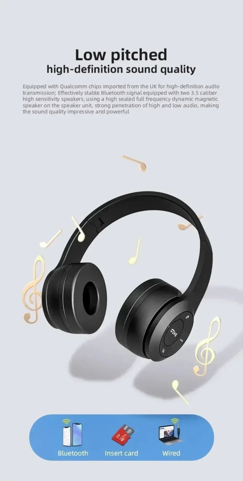 1 White Wireless Bluetooth Music Compact Folding Sound Headphones (Foreign Shipping)