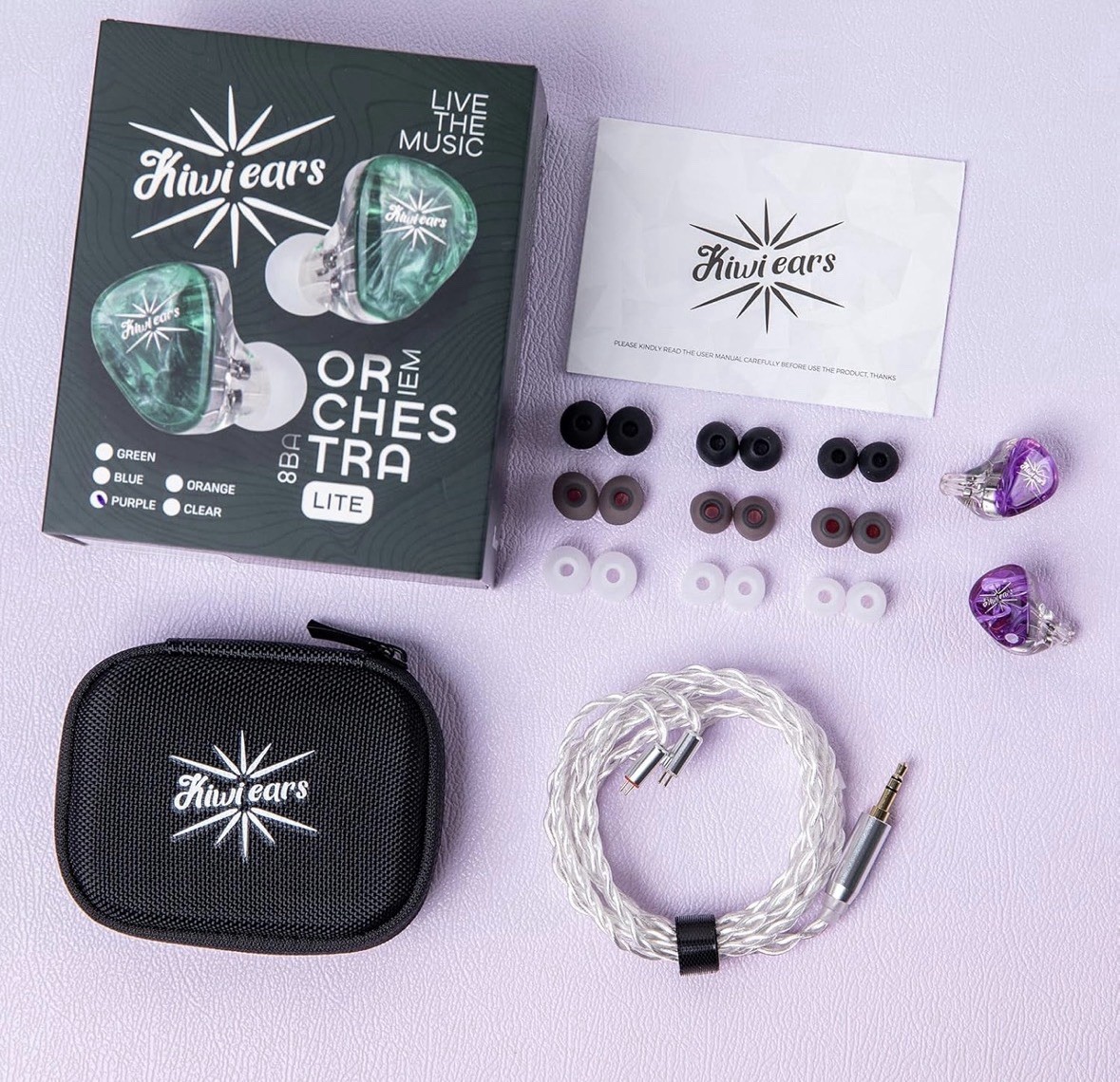 Kiwi Ears Orchestra Lite Performance Custom 8BA In-Ear Monitor IEM Purple