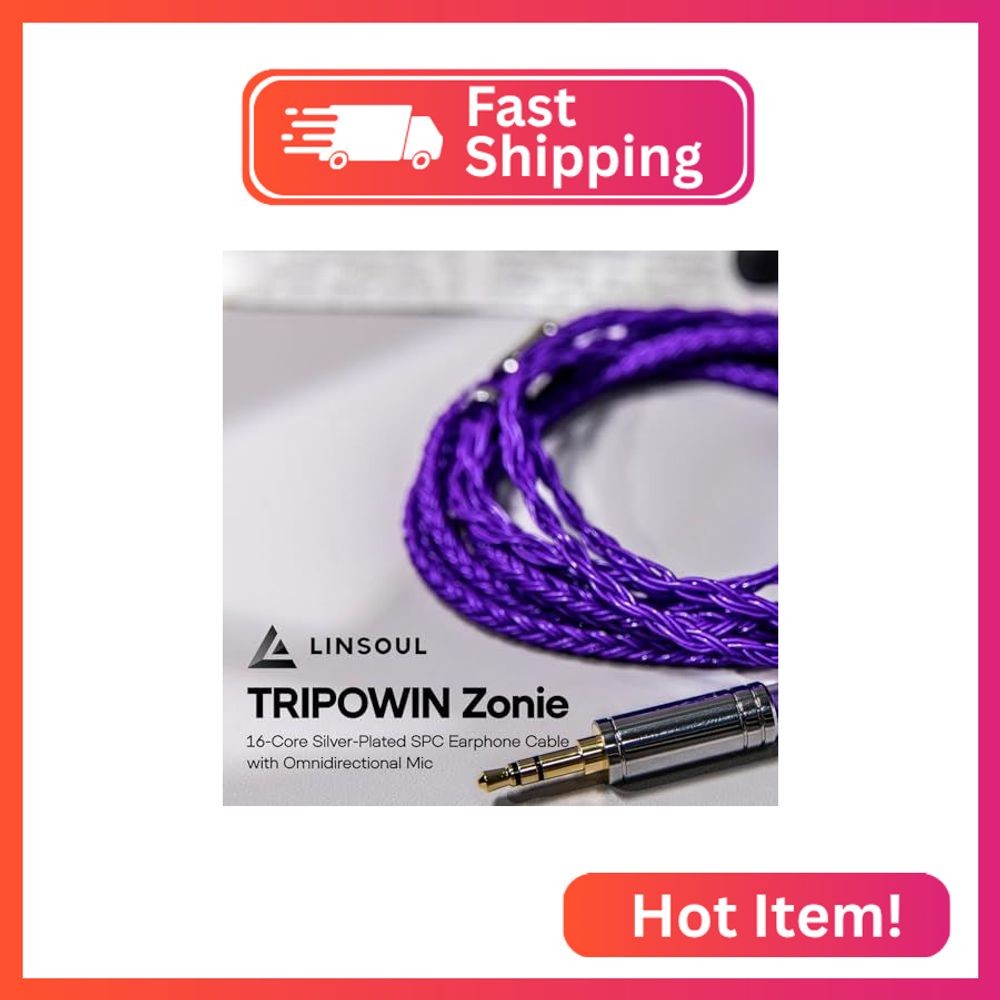Linsoul Tripowin Zonie IEM Cable, 16 Core Silver Plated Earphone Upgraded Cords,