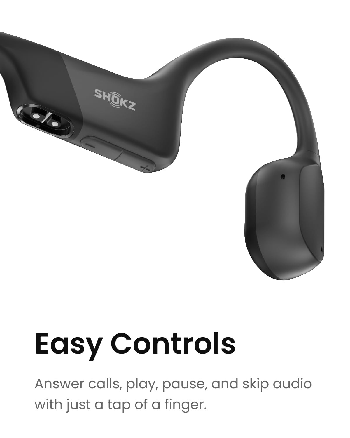 SHOKZ OpenRun Bone Conduction Open-Ear Bluetooth Sport Headphones, Black