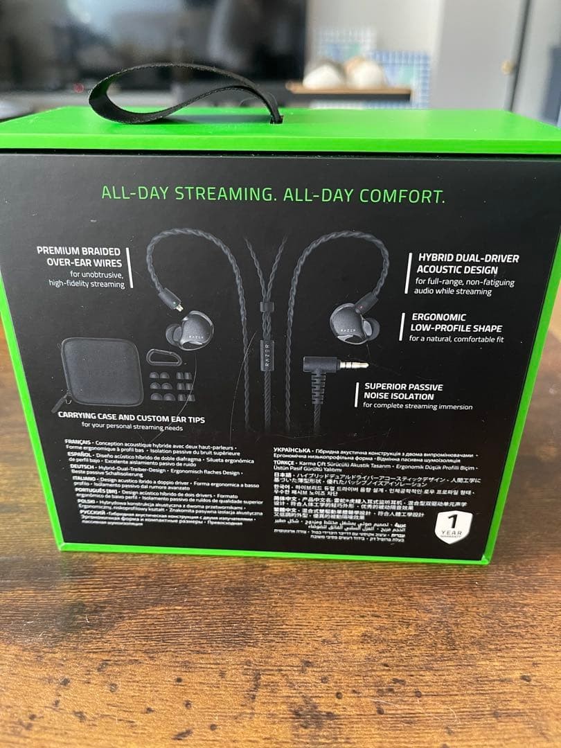 Razer Moray Gaming Earphones RZ12-04450 Black In-Ear Monitor Headset Boxed Used