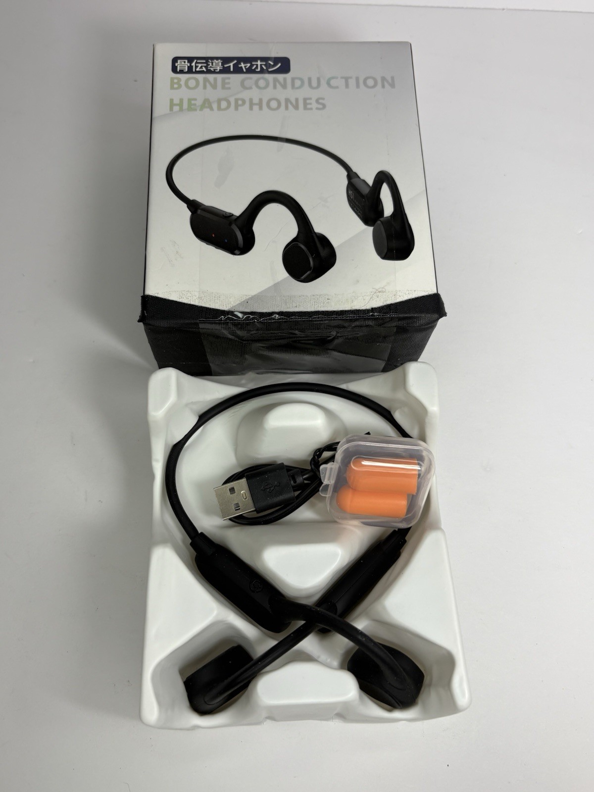 Gelecek hs1 Bone Conduction Neckband Headphones, USB, Black, Double Earpiece