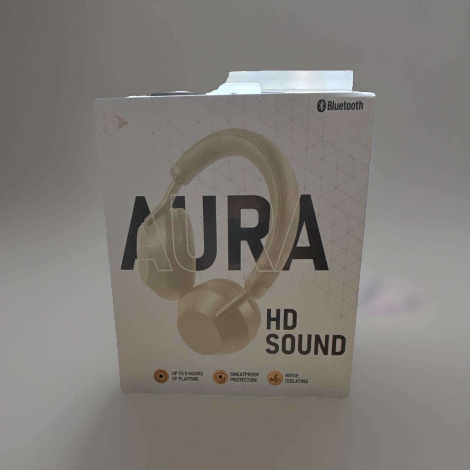 Aura HD Sound Bluetooth Wireless Over-Ear Headphones Mic White Noise Isolating