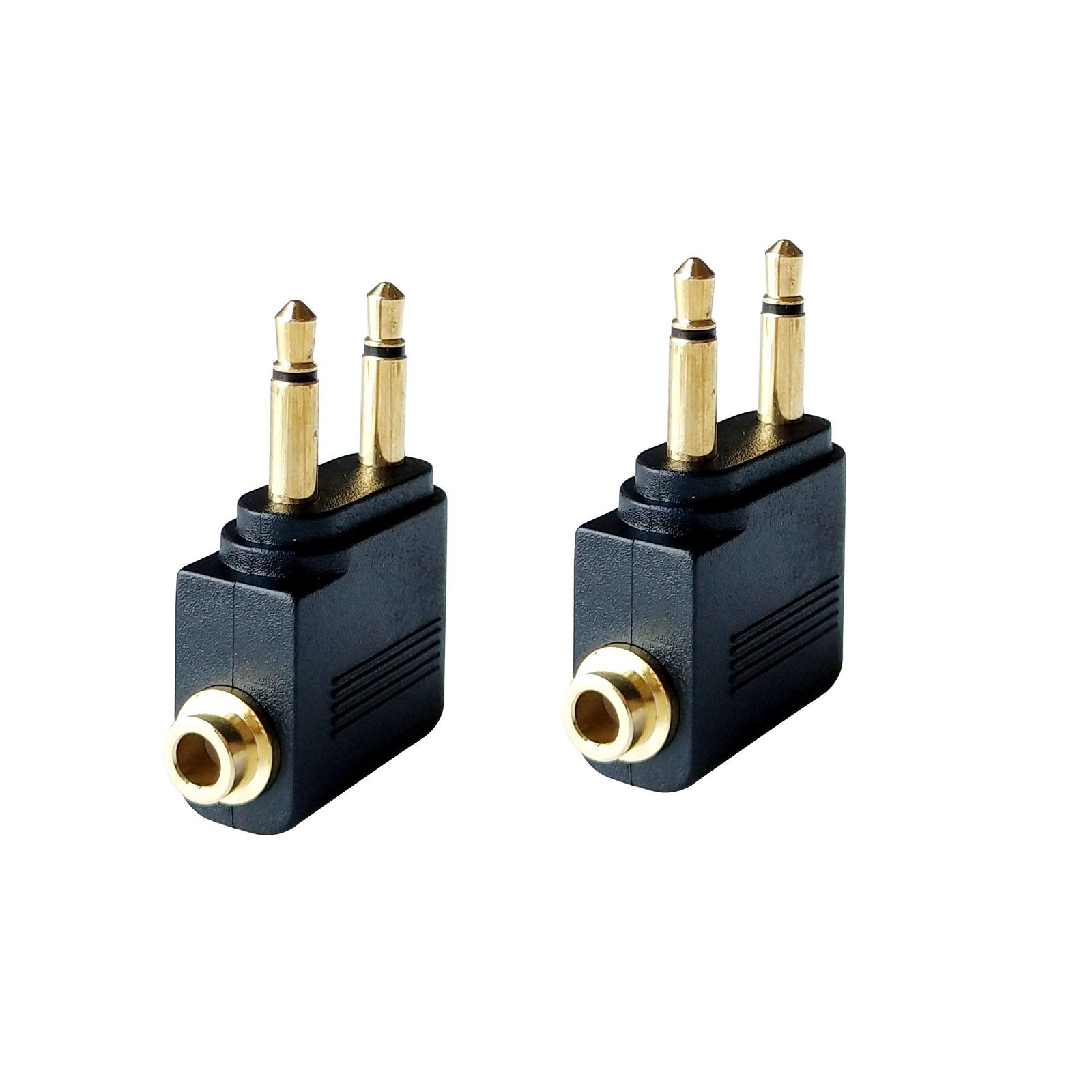 Posdou Dual 3.5mm Male to 3.5mm Female Airplane Headphone Adapter Gold Plated (2