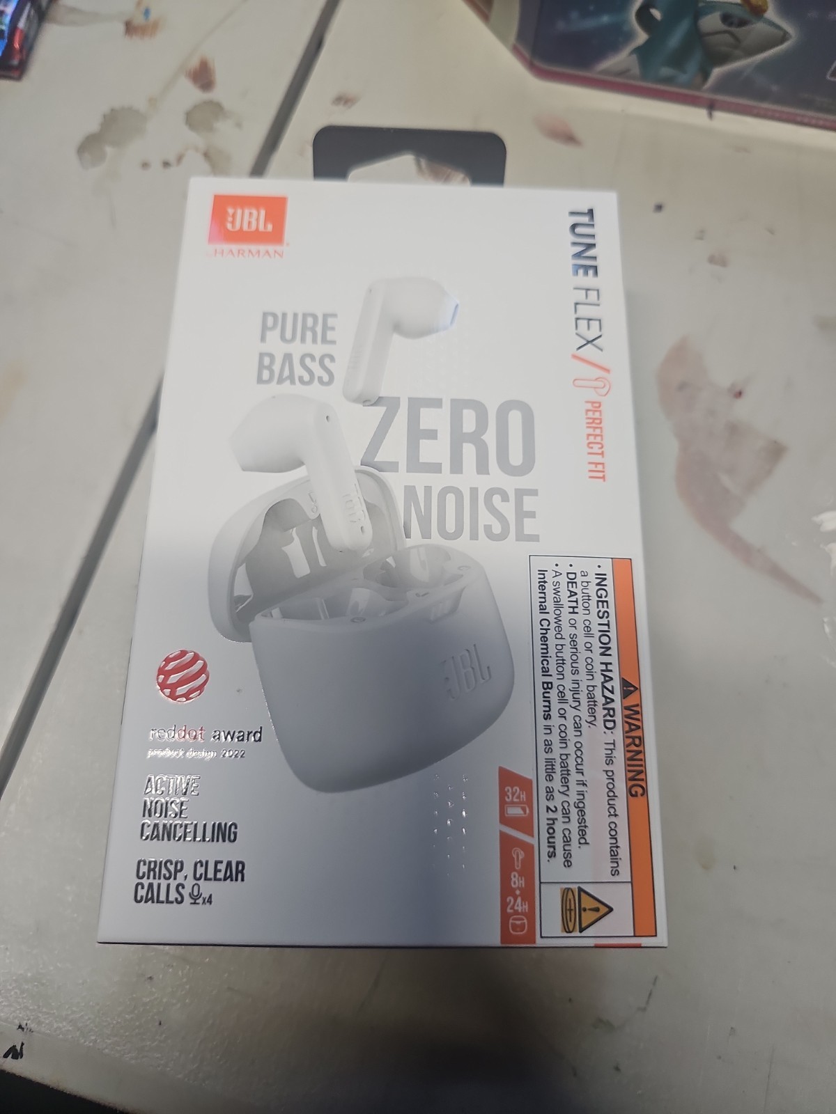 JBL Tune Flex True Wireless Active Noise Cancelling in-Ear Earbuds – Ghost White