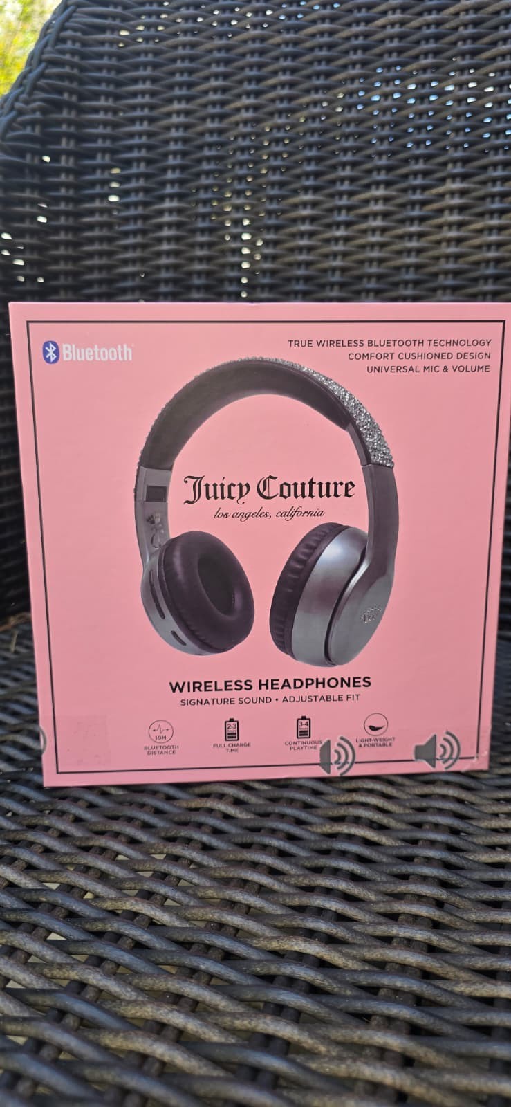 Juicy Couture Wireless Bluetooth Headphones Pink Leopard Black Adjustable OE