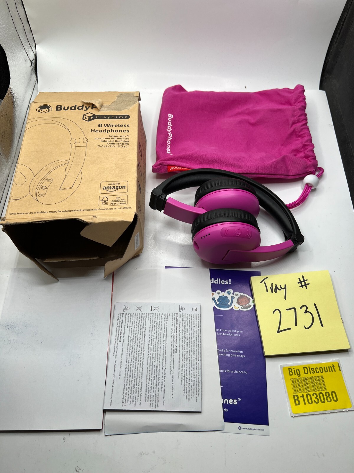 BuddyPhones OPLTKDGCH49/20 TIMEP-PINK POP Time Pro Wireless Headphones PINK