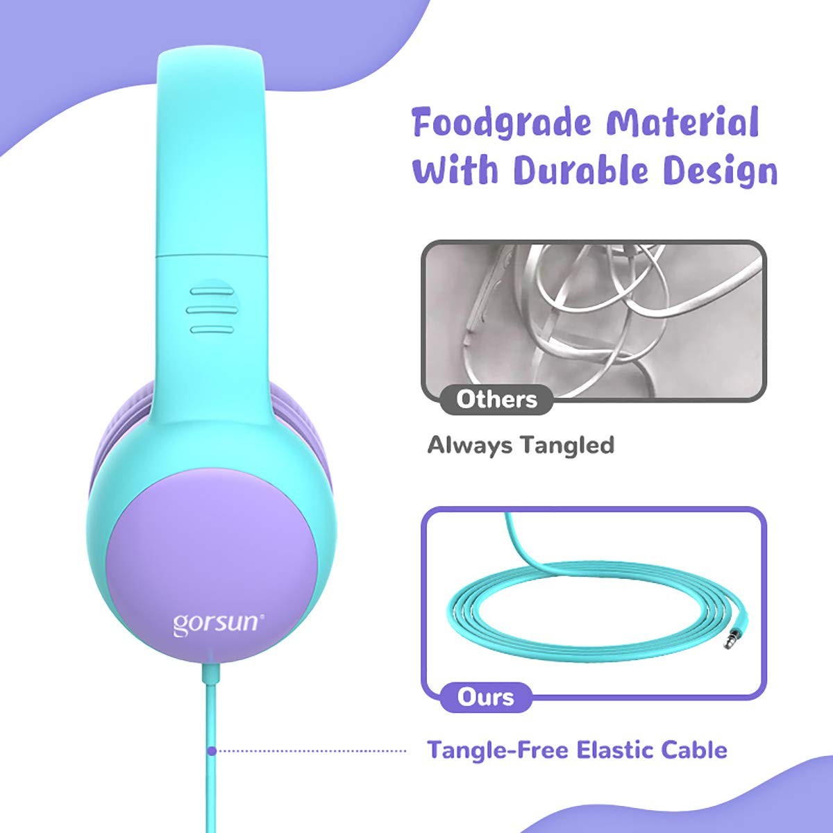 Kids Headphones with Limited Volume, Cat Ear Toddler Headphones, Wired Headph…