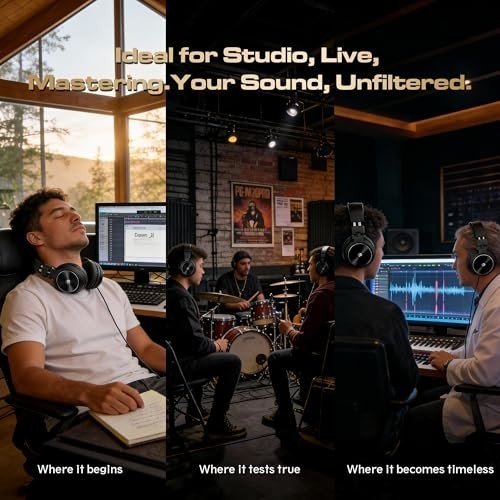 Professional Studio Monitor Headphones – Hi-Res 40kHz DJ Stereo, Wired, 1/4″ to