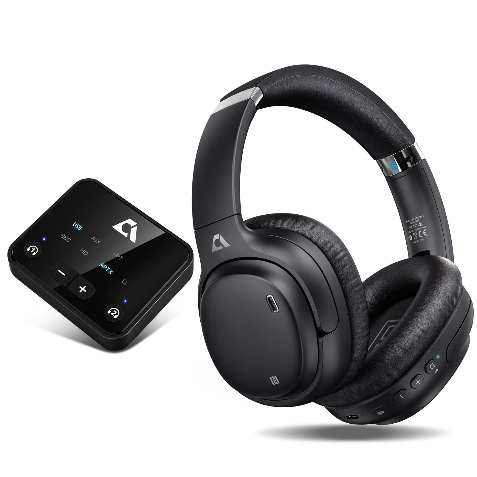 Ankbit TV Wireless Bluetooth Headphones with No Delay Transmitter with Optical