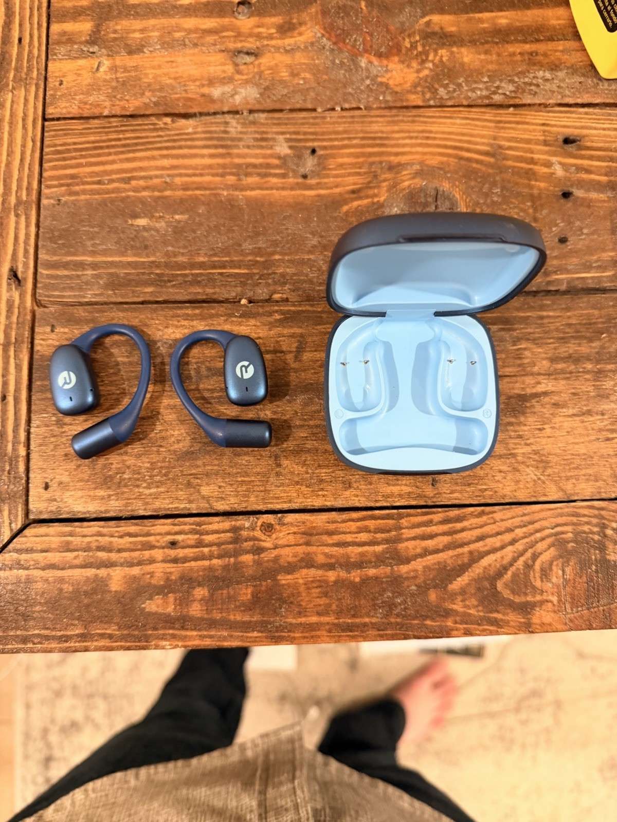 Raycon Essential Open Earbuds Blue Bluetooth Wireless Ear-hook with Charging Ca…