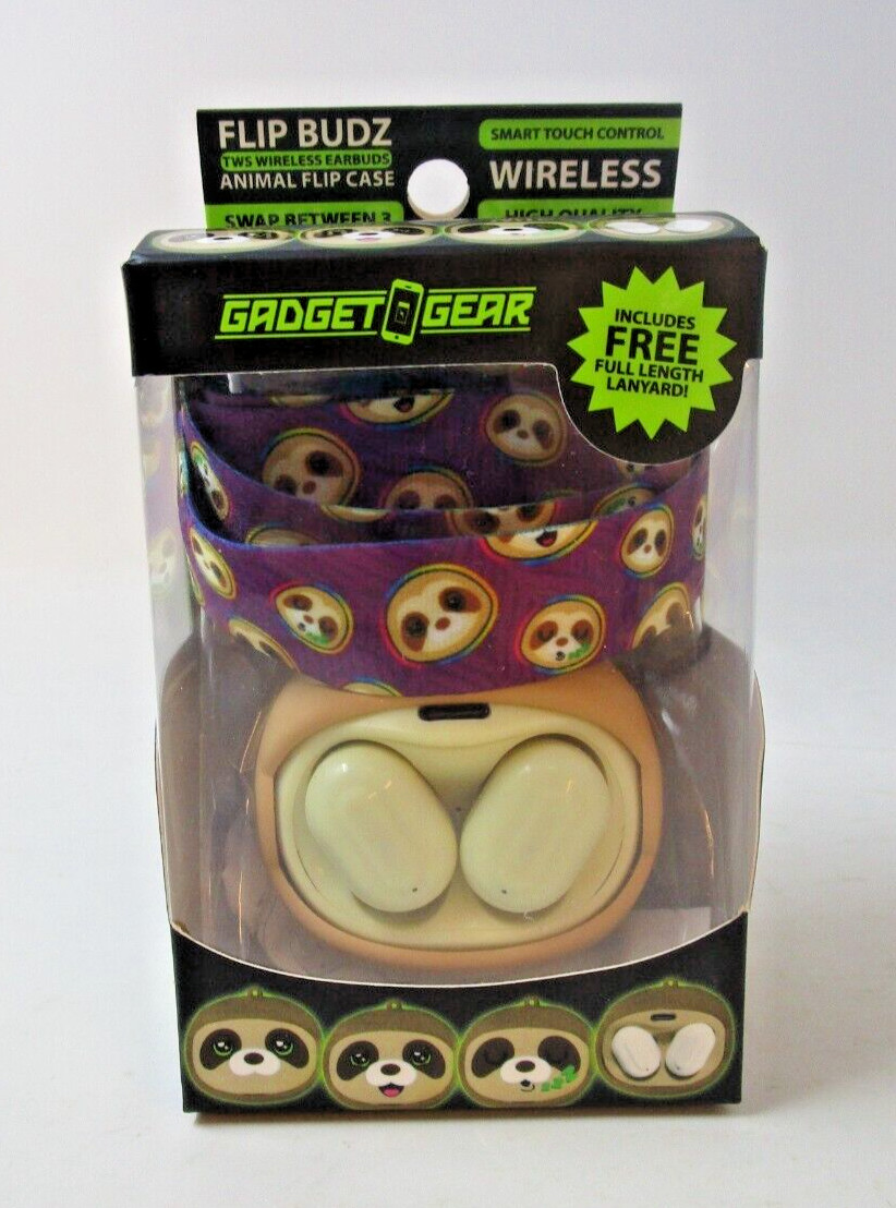 Sloth! – Gadget Gear Flip Budz Animal Head Earbuds with Case and Lanyard Cute