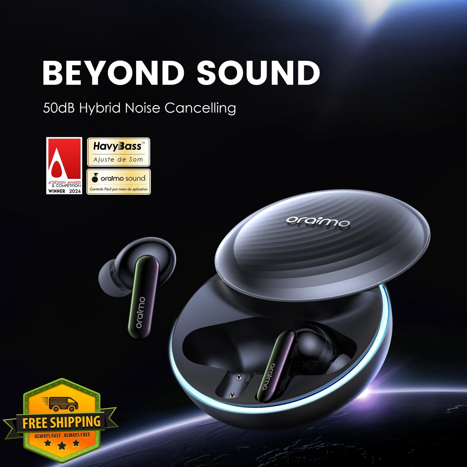 Oraimo SpaceBuds ANC Wireless Earbuds Bluetooth 40H