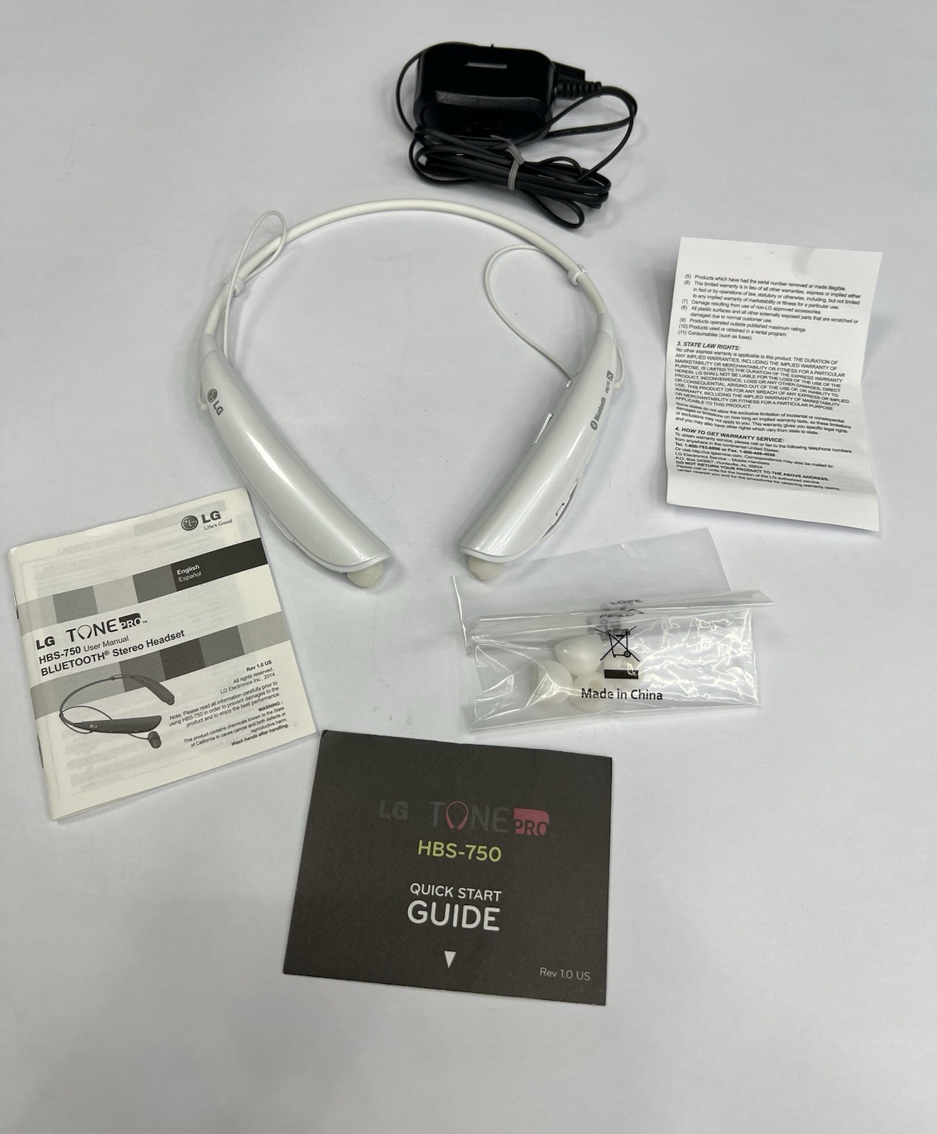 LG TONE PRO Wireless Stereo Headset HBS-750 White MINT!