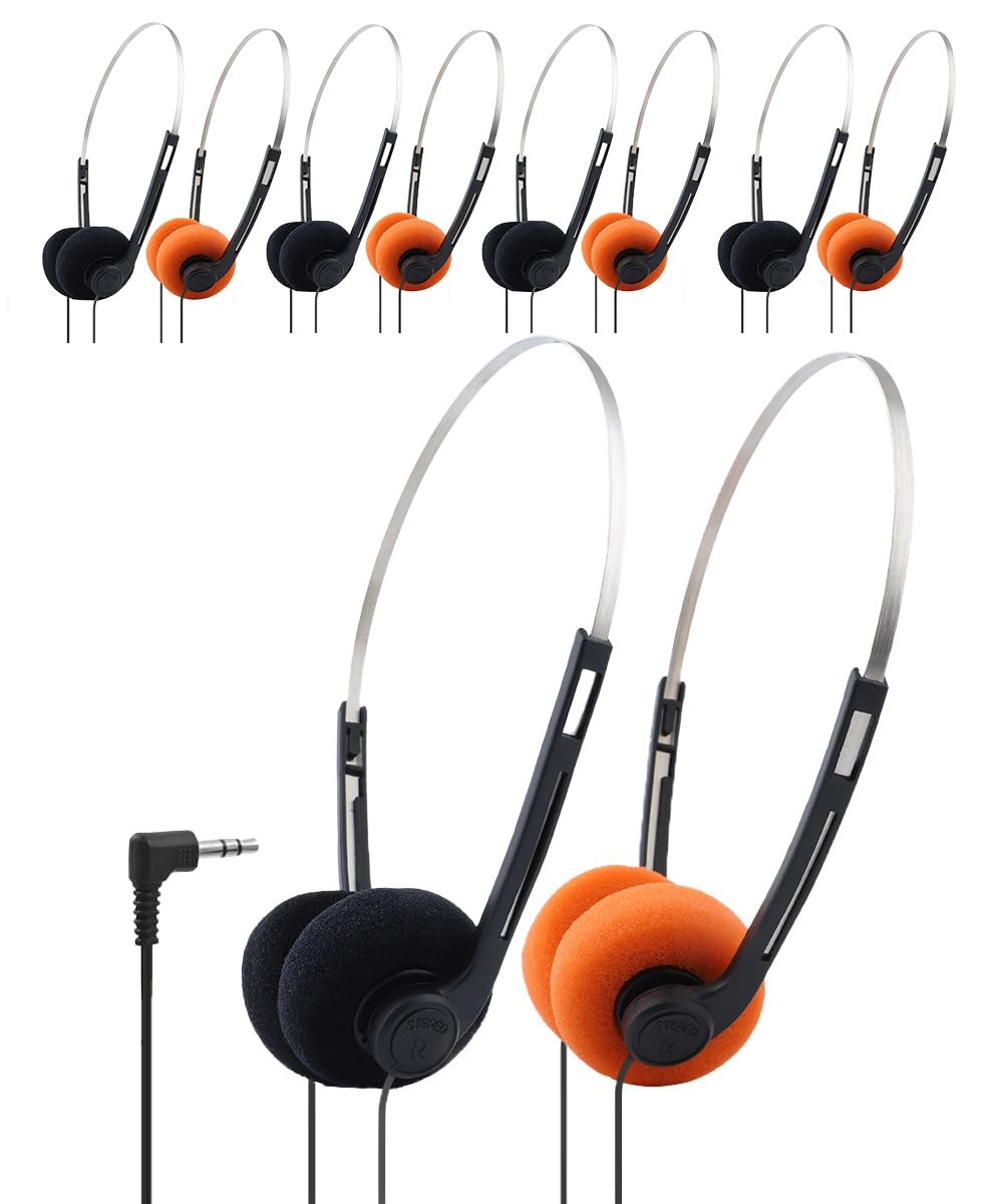 Classroom Headphones For School Students 3.5mm Jack 4 Ft Cord 10 PCS