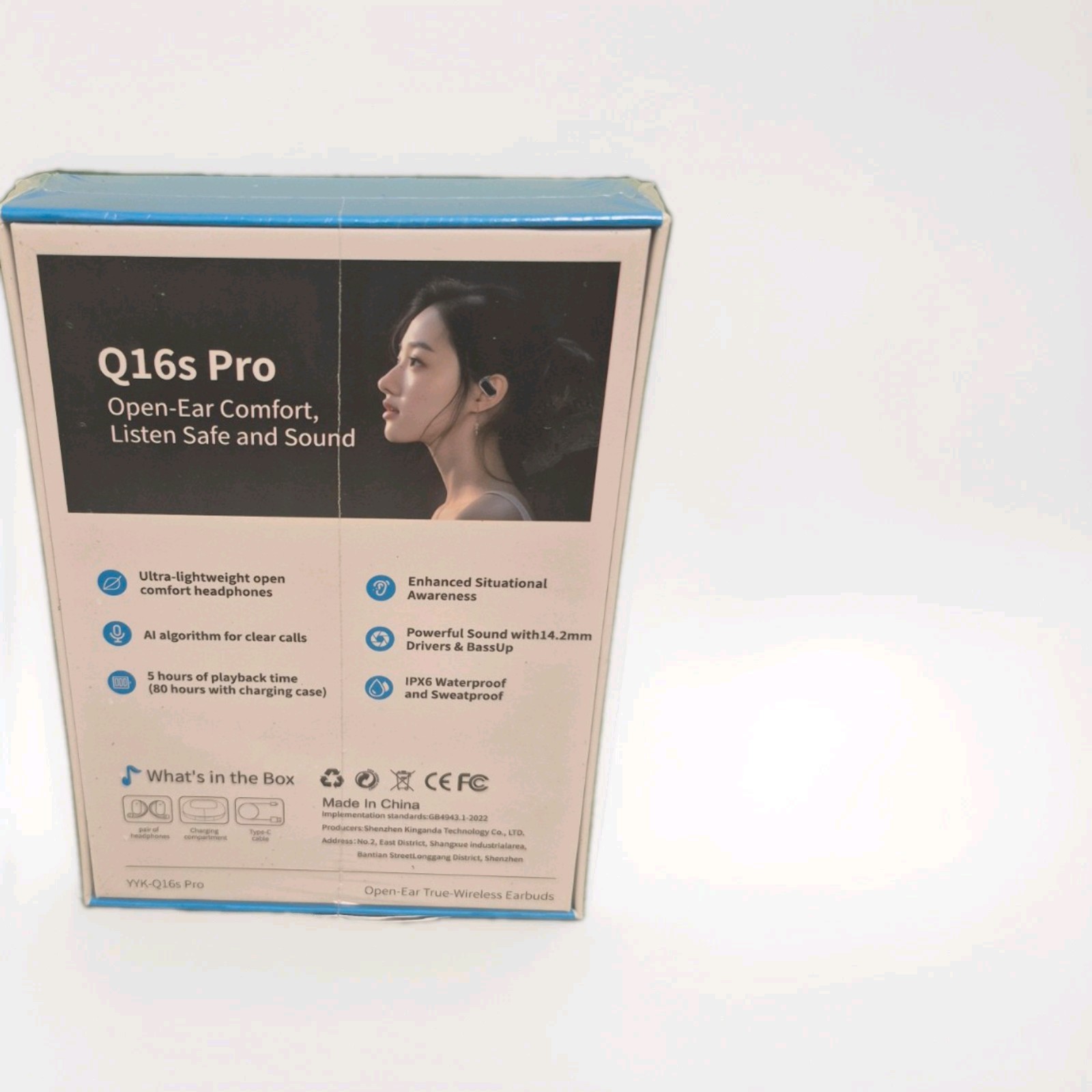 YYK-Q16 Pro AI Open-Ear True-Wireless Earbuds with LCD Screen Case – NEW SEALED