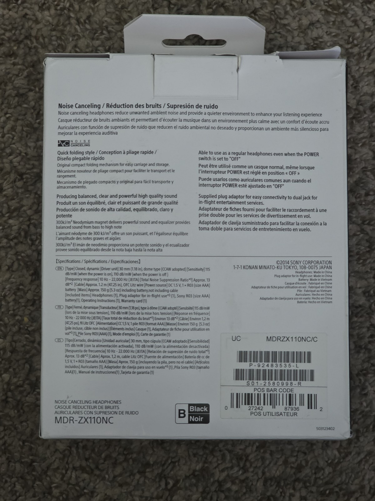 Sony MDR-ZX110NC Noise Canceling Headphones Black
