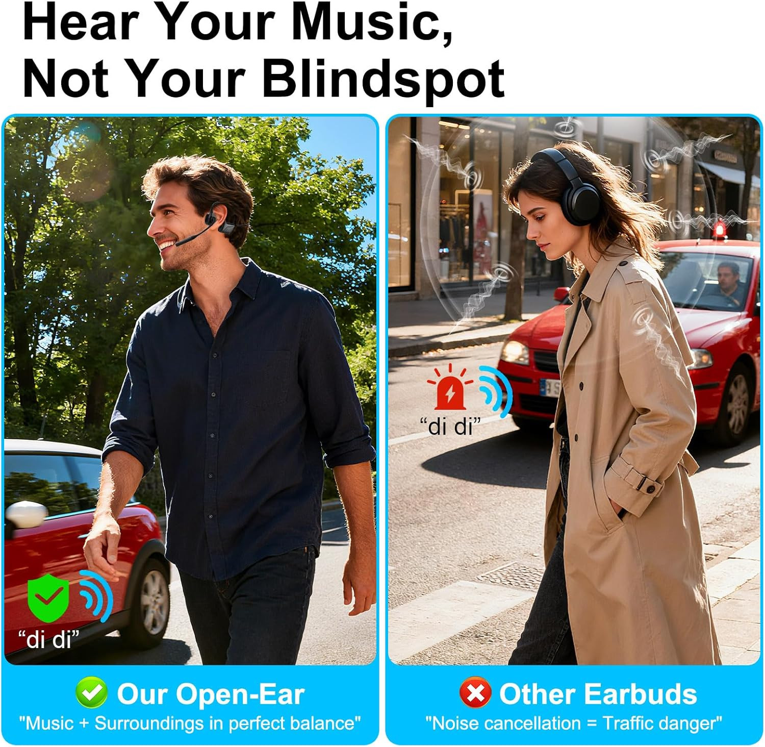 Open-Ear Headphones with Mic, Wireless Aptx-Ll Bluetooth Headphones,Truck Driver
