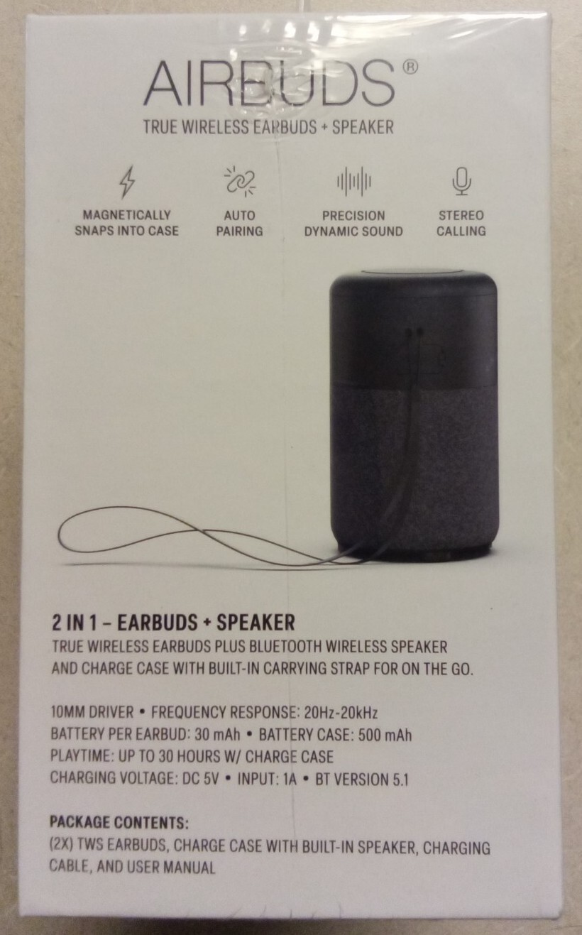 Air Magnetic Airbuds, True Wireless Earbuds w/Bluetooth 2-IN-1 Speaker. Black