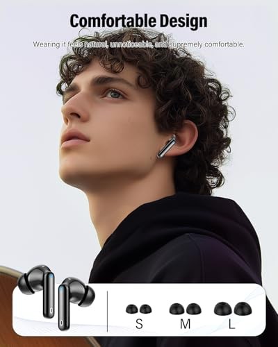 Wireless Earbuds, Bluetooth 5.4 Headphones Bass Stereo, Ear Buds with Black