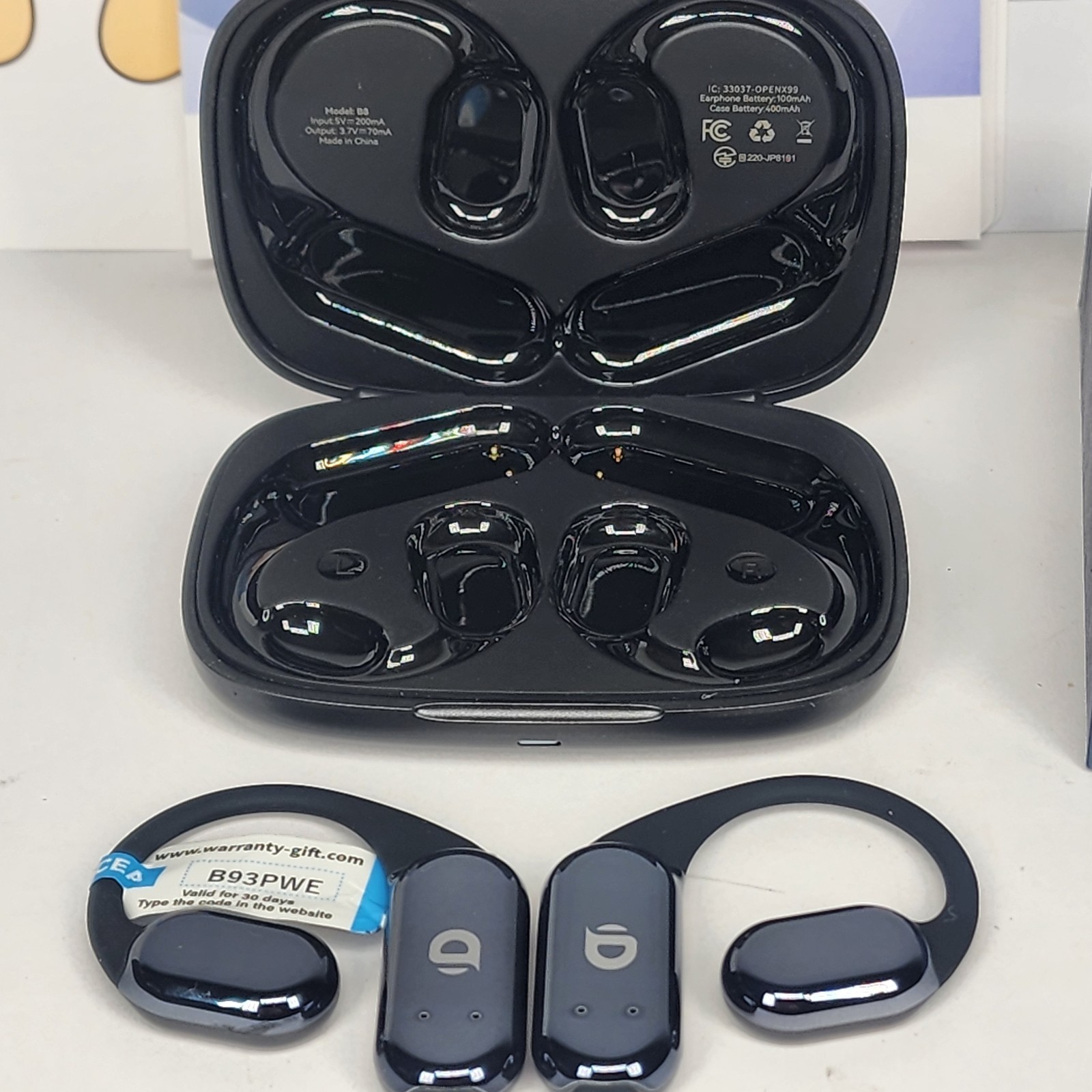 DEMICEA True Wireless Open-Ear Bone Conduction Earphones Charging Case Black