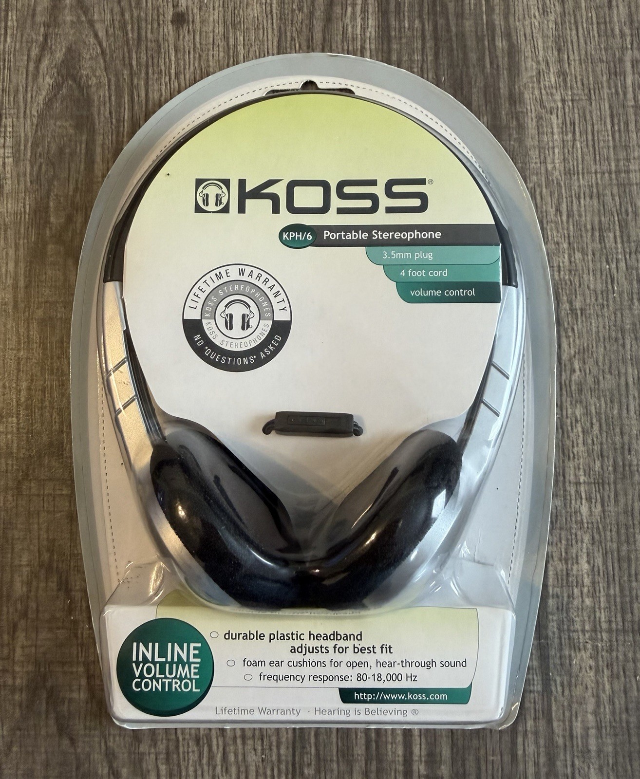 Vintage Koss KPH/6 Portable Stereo Headphones Sealed NOS Inline Volume 3.5mm