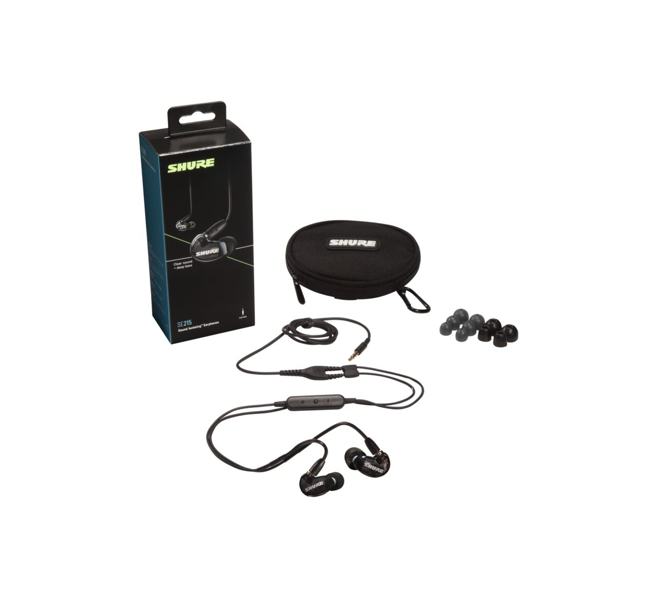 Shure SE215 Earphone Black w/ Universal 3.5mm Remote + Mic For Apple & Android