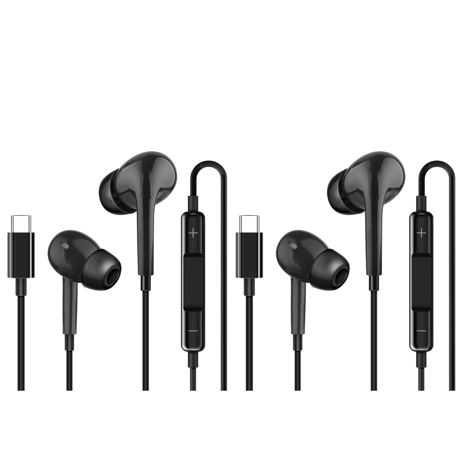 2 Pack In-Ear Headphones USB-C Earbuds for iPhone 15 Pro Max /Galaxy S24 S23 S22