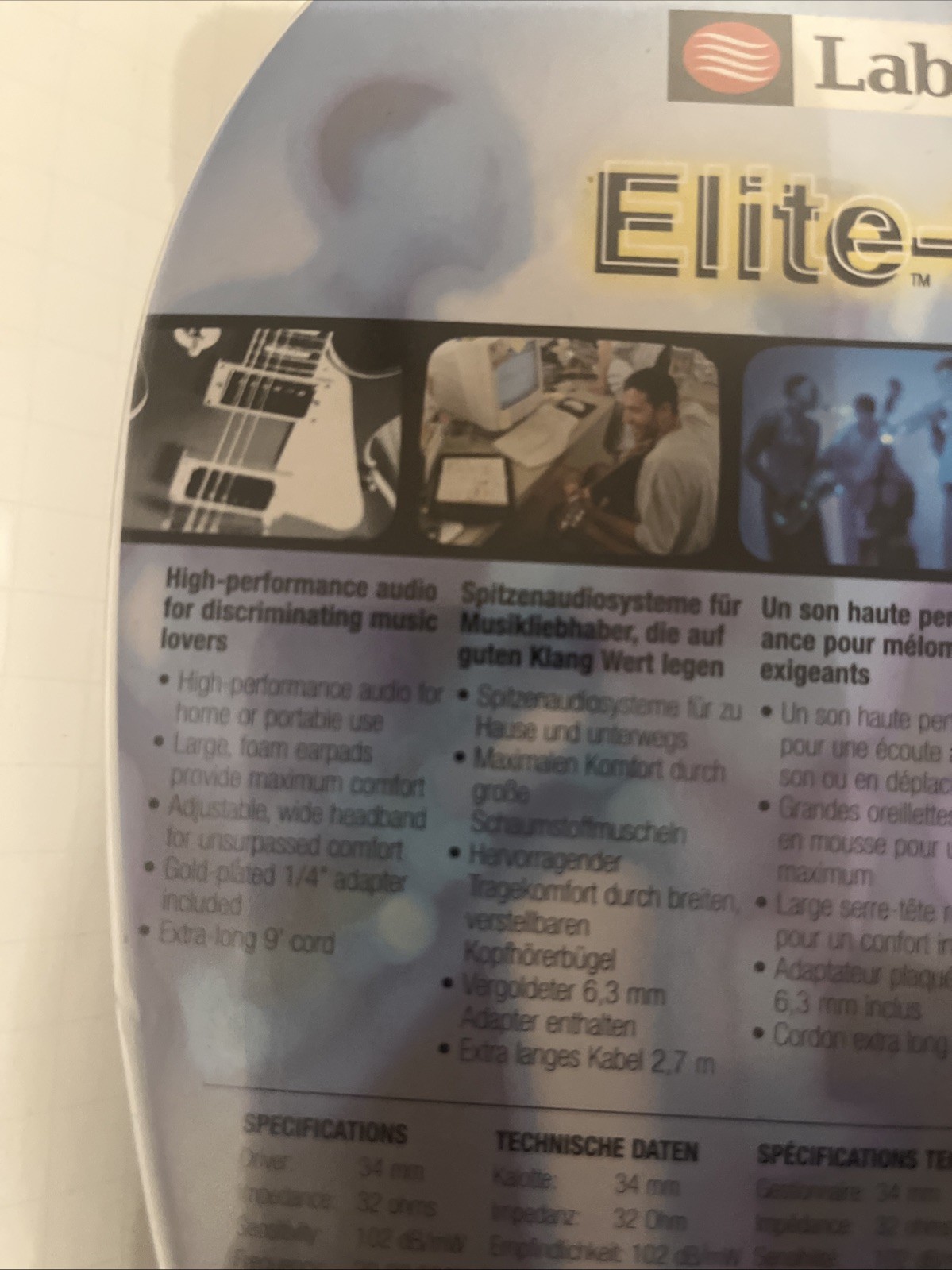 Labtec Elite 810 High Performance Black Headphones New