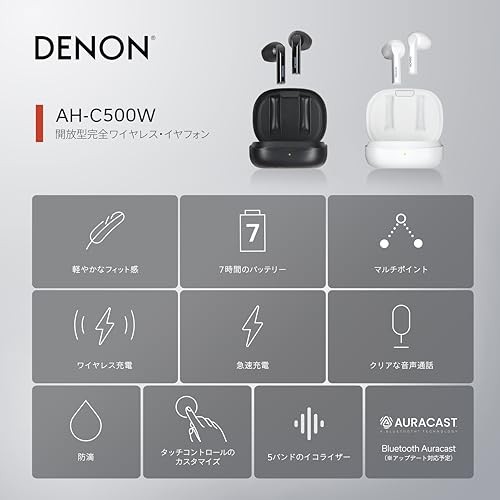 Denon AHC500W USB-C charging case inner ear type black AHC500WBKEM