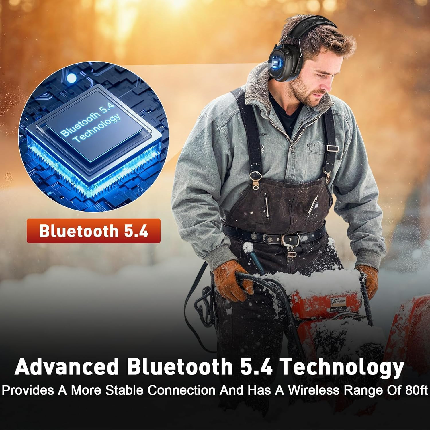 Bluetooth 5.4 Hearing Protection Headphones with Rechargeable Battery 120H Playt