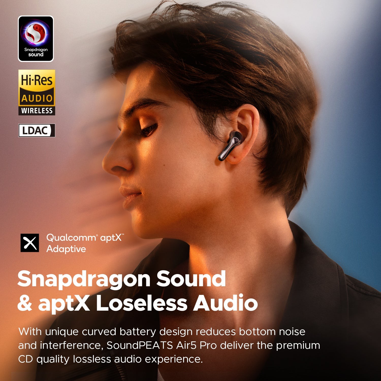 SoundPEATS Air5 Pro 55dB Adaptive Hybrid Noise Cancelling Wireless Earbuds 6-mic