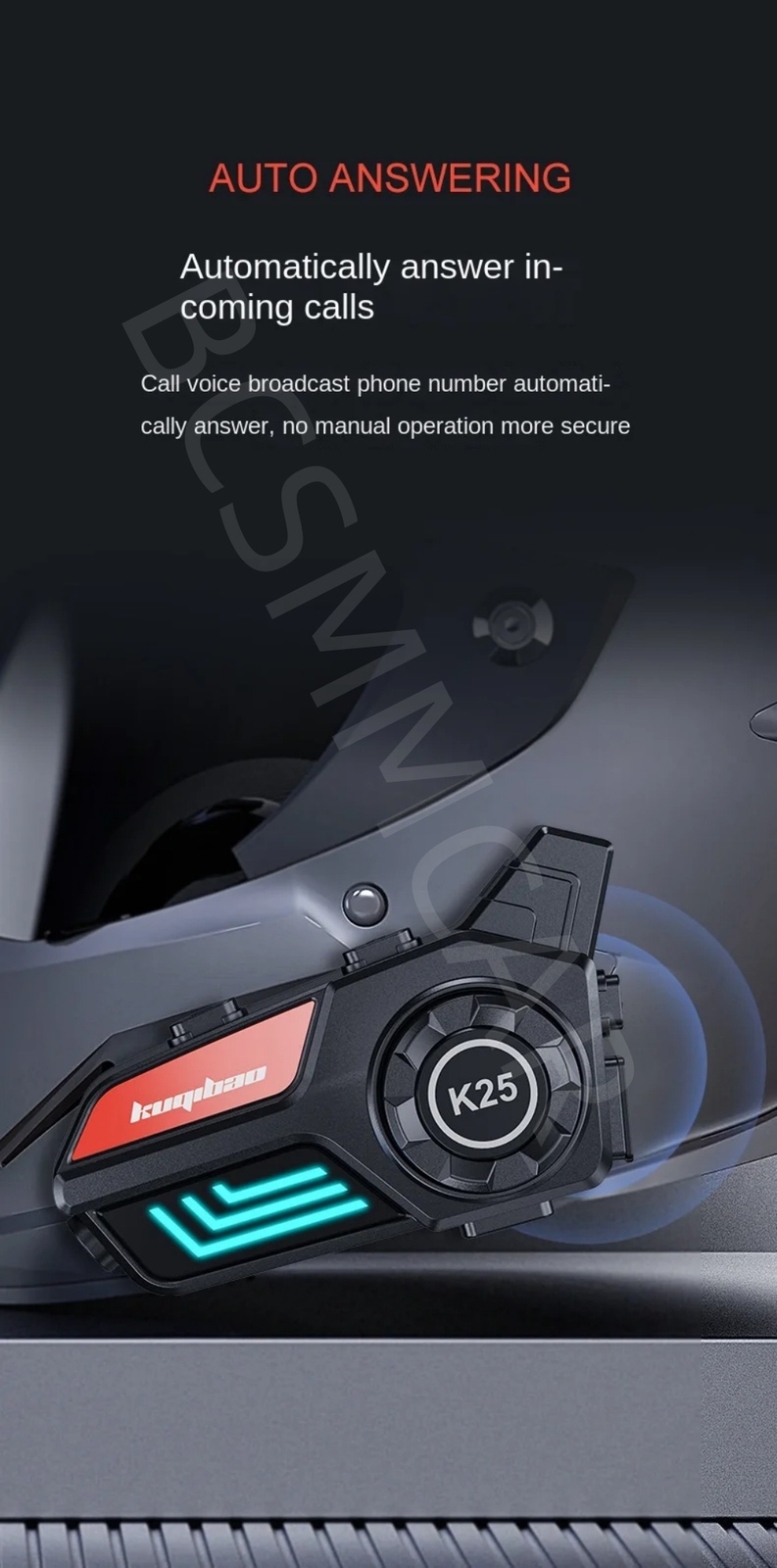 Helmet Wireless Bluetooth Headset MP3 Player Earphone Waterproof For Motorcycle