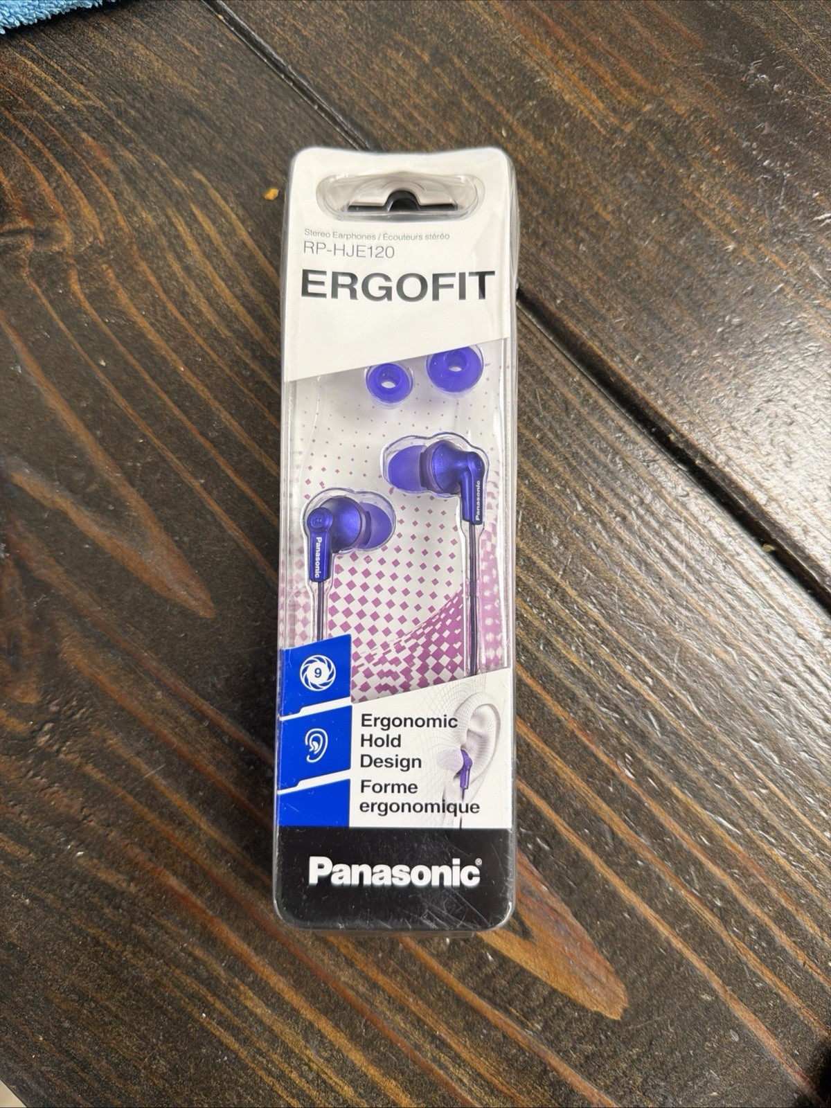 Lot of 2 Panasonic RP-HJE120 ErgoFit Wired In-Ear Headphones Metallic Purple New