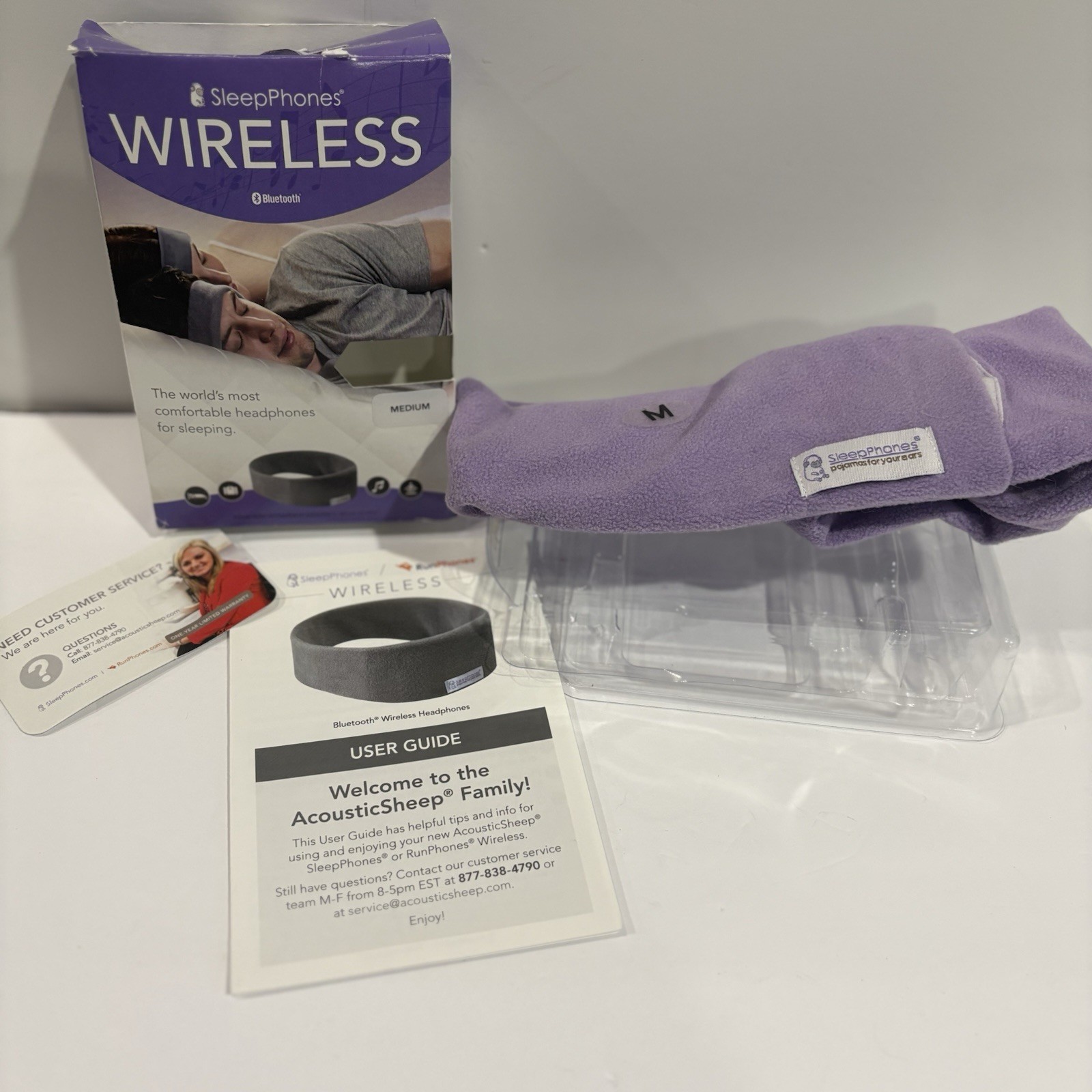 SleepPhones Wireless Sleep Headphones Medium, Lavender – Fleece Fabric