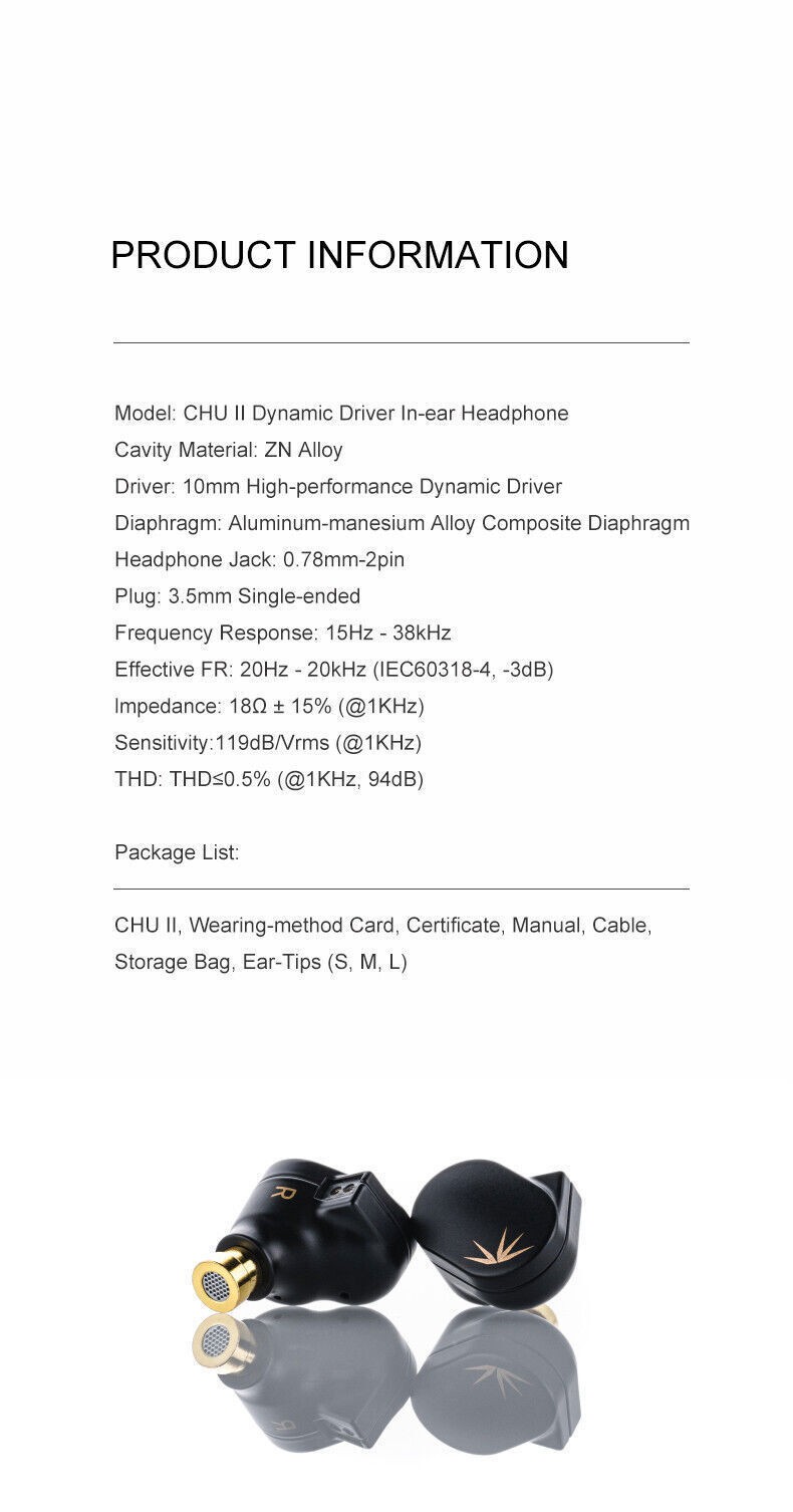 Moondrop CHU II Eearphone 10mm Dynamic Driver Interchange Cable in-Ear Headphone