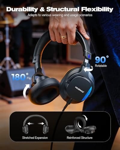 NUBWO HD01 Wired Over Ear Studio Monitor Headphones with 1/4 inch Adapter