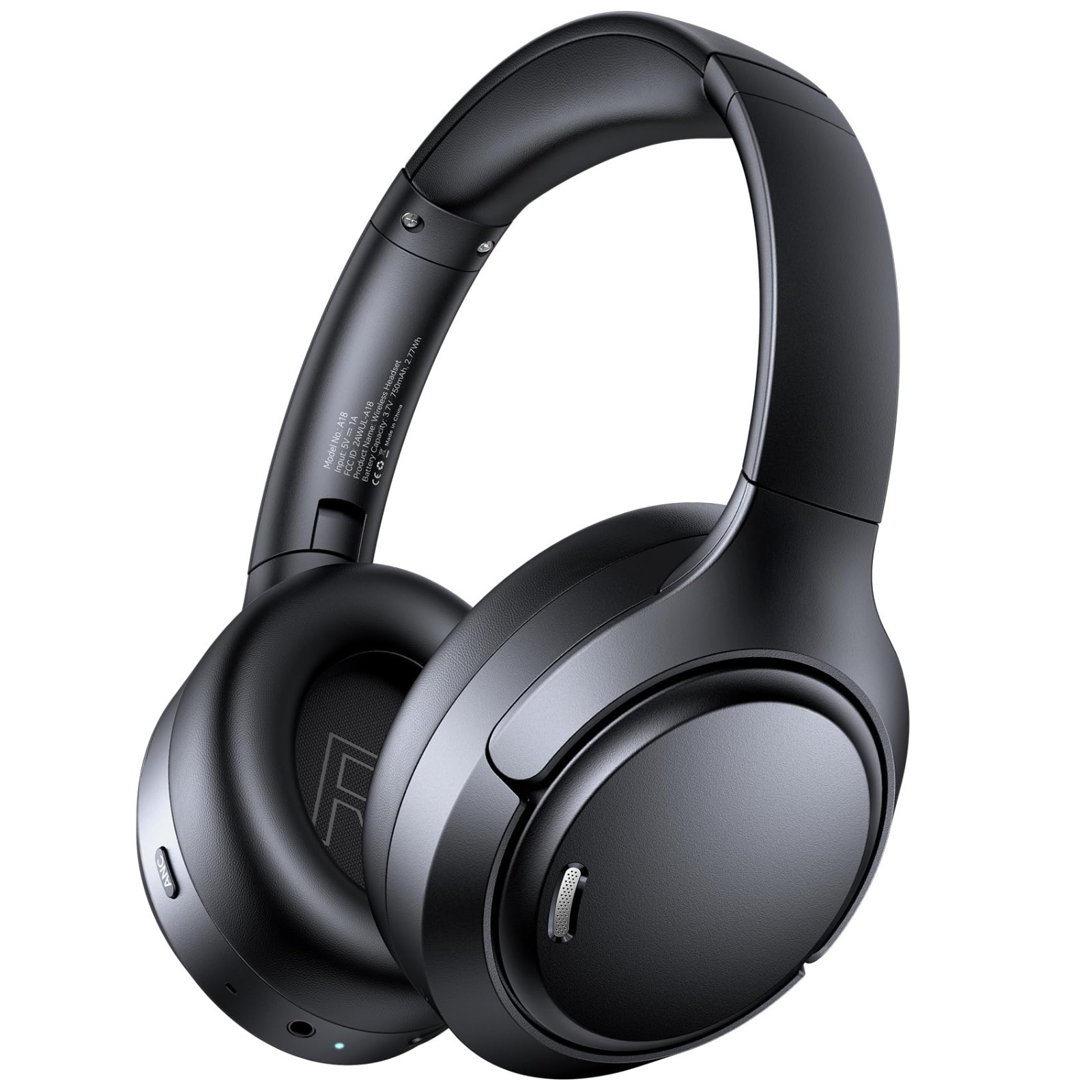 TAGRY A18 Hybrid Bluetooth 6.0 Headphones Black Transparency Mode ANC 6 ENC Mic