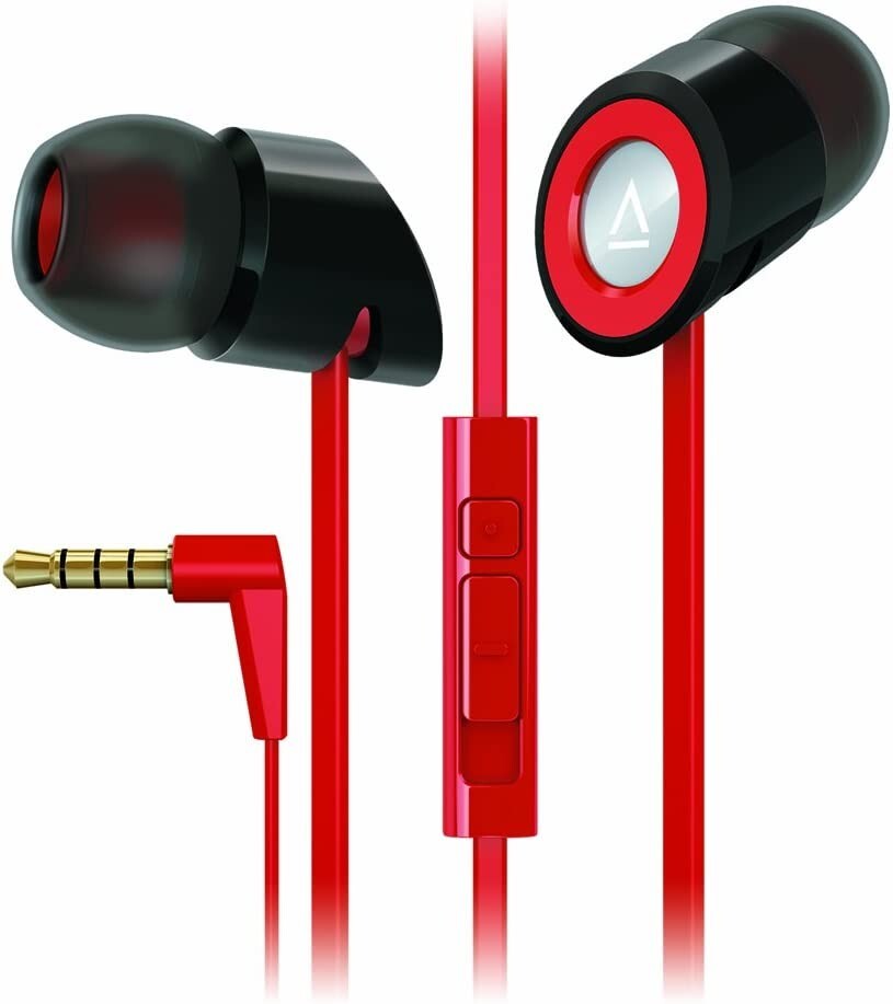 Creative HITZ MA350 3.5 MM in Ear Noise Isolating Headphones 9 MM Driver – Red