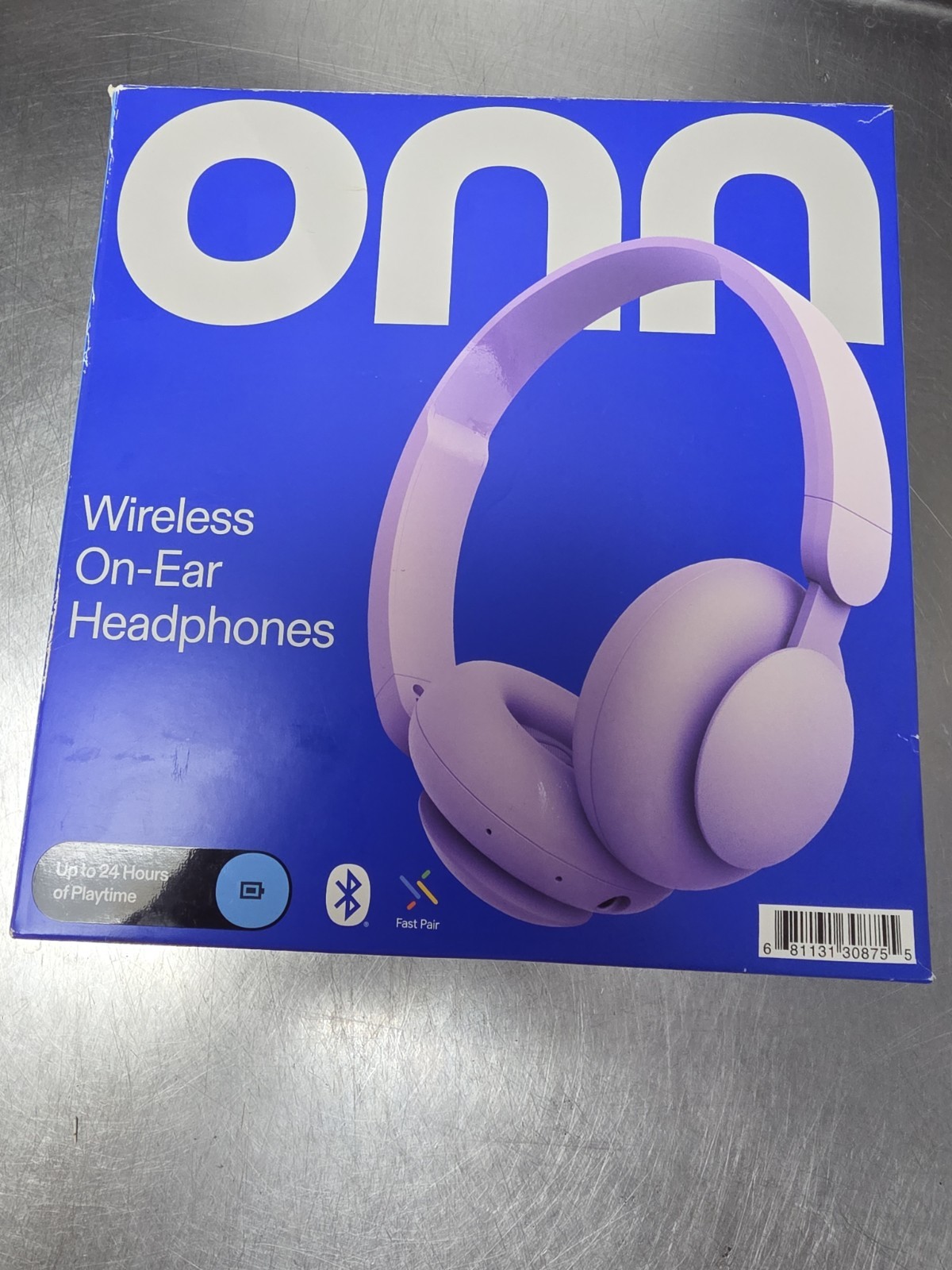 Onn Wireless Bluetooth On-Ear Headphones w/ Built-in Mic, 14 Hrs. Lilac