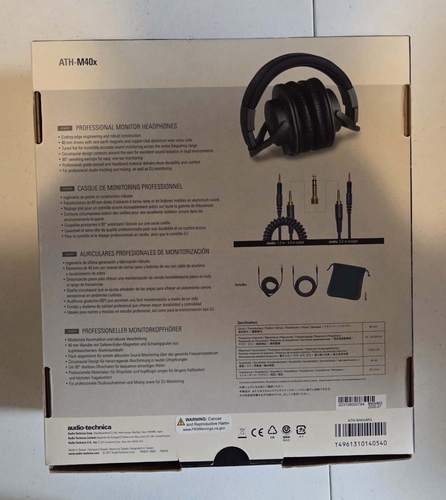 Audio-Technica Professional Monitor Headphones ATH-M40x Studio Gaming New!