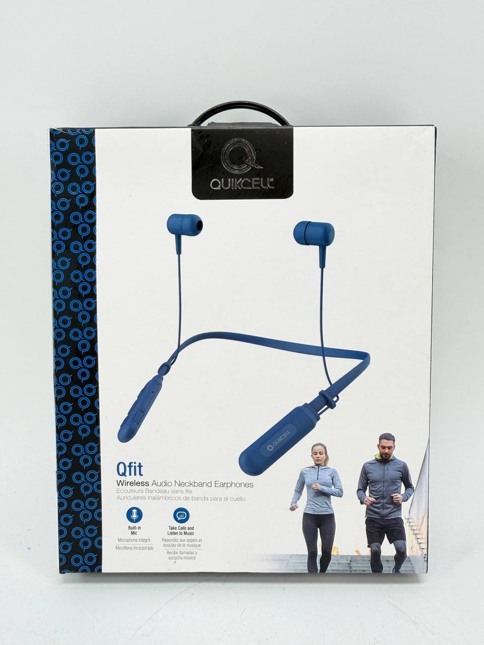 Quikcell Qfit Wireless Audio Neckband Earphones Blue Bluetooth Headset New