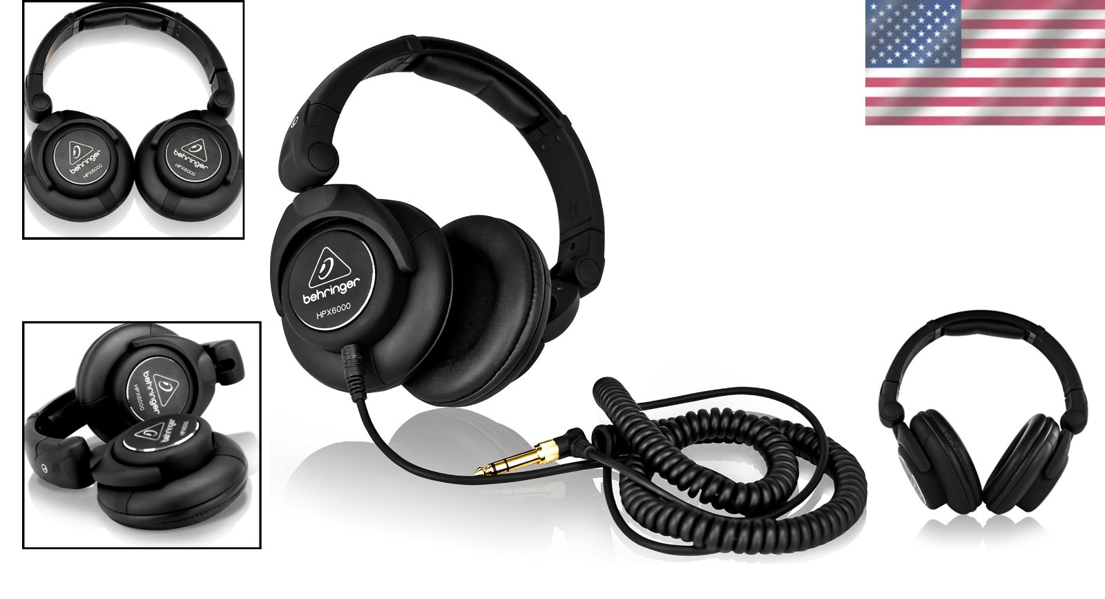 Pro DJ Headphones with Retractable Cable and Gold Adapter