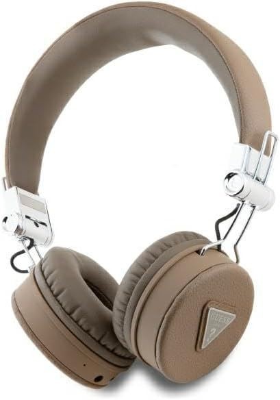 Guess Grained Classic Round Shape Bluetooth On Ear ENC Headphone Brown
