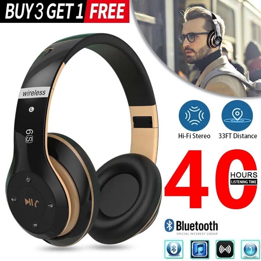Headphones Wireless Bluetooth Noise Cancelling Stereo Earphones Over Ear Headset