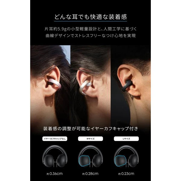 Anker earphones Soundcore AeroClip open-ear Bluetooth Midnight Black A3388N11