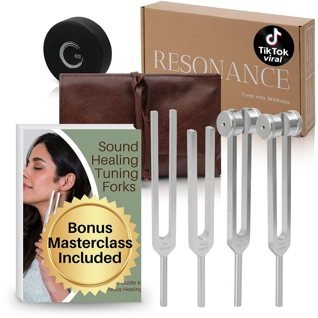 Resonance Tuning Fork for Healing Set – 128Hz, 136.1Hz, 256Hz, Multicolor