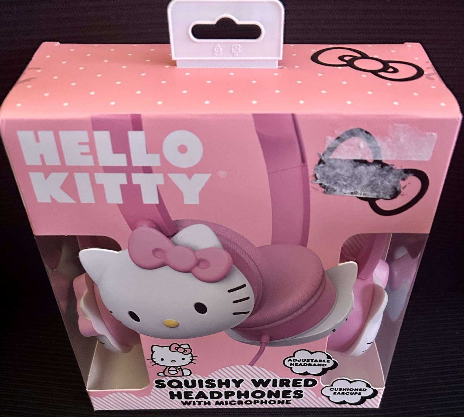 Hello Kitty Squishy Wired Headphones With Microphone Cushioned Earcups New